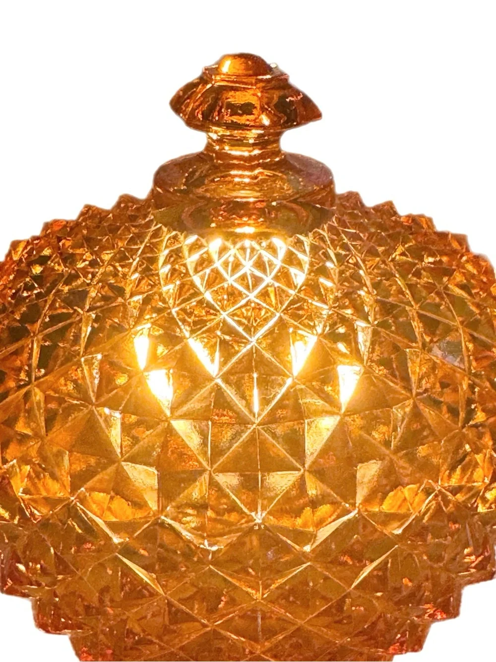 Vintage Rare MCM Westmoreland Amber Sawtooth Glass Lamp